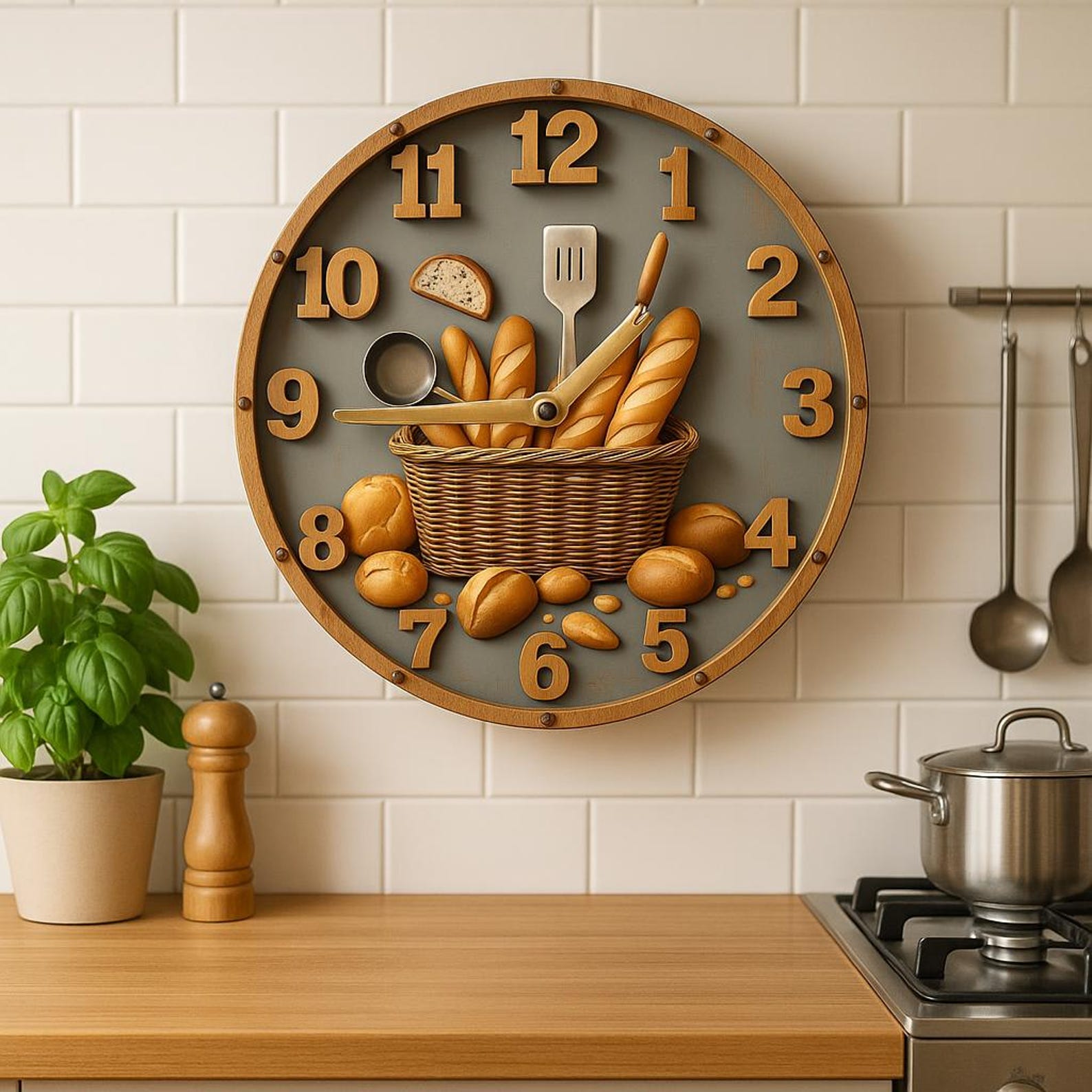 Rustic Kitchen Wall Clock