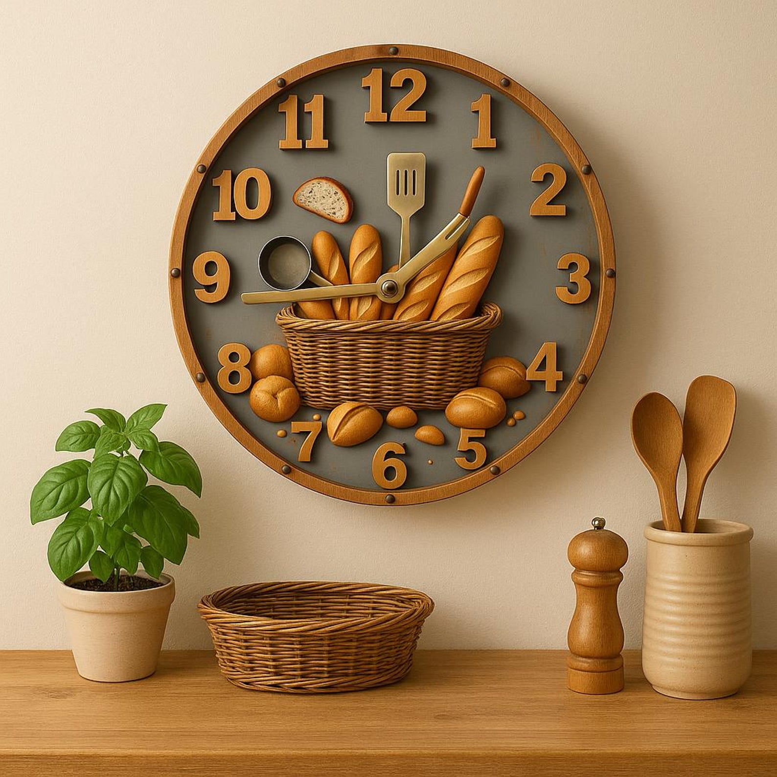 Rustic Kitchen Wall Clock