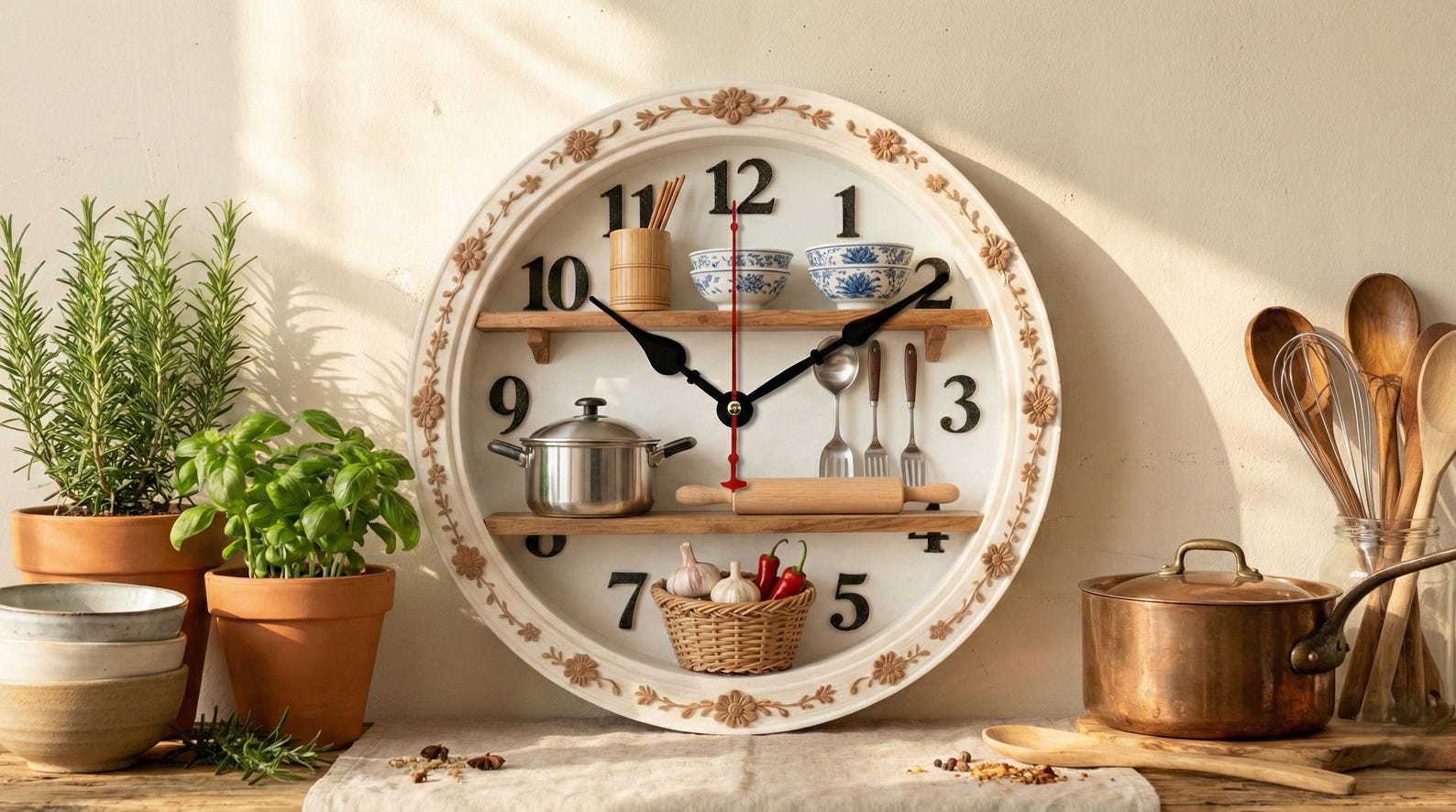 Floral Cottage Kitchen Clock