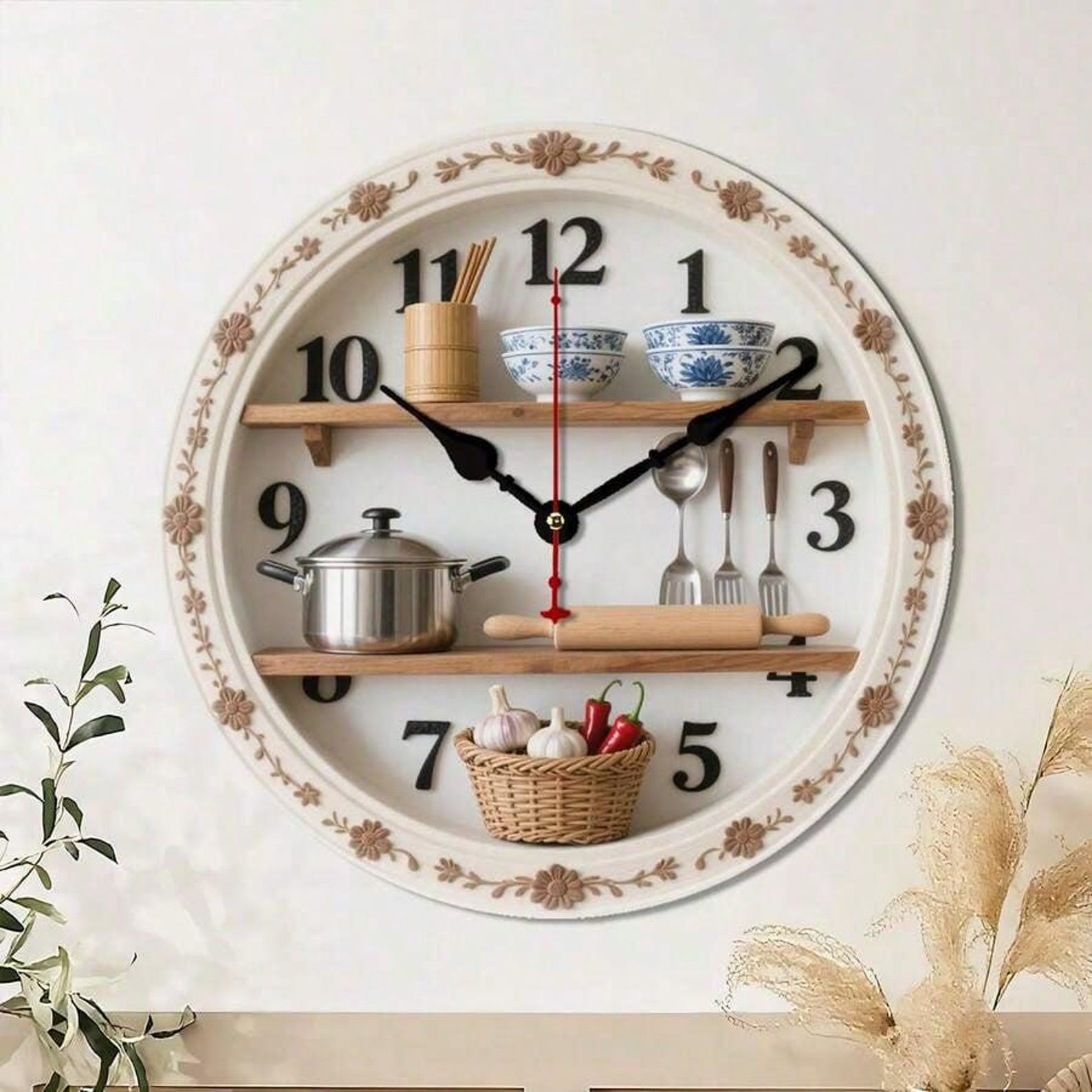 Floral Cottage Kitchen Clock
