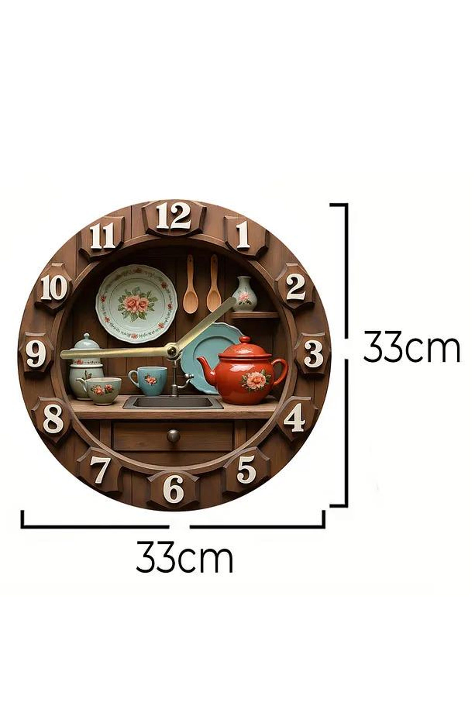 Silent Wooden Kitchen Clock
