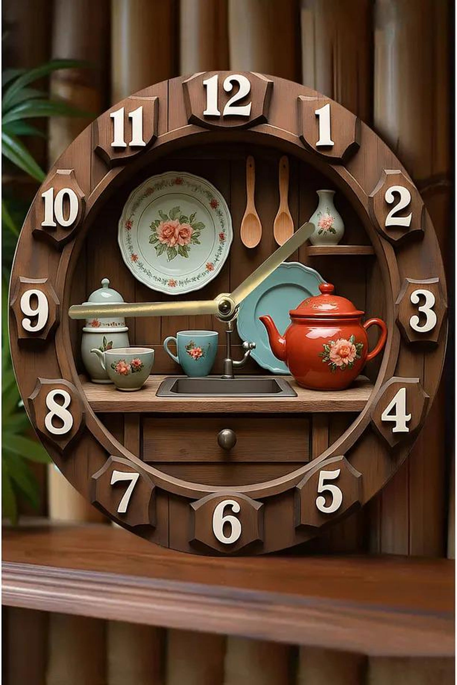 Silent Wooden Kitchen Clock