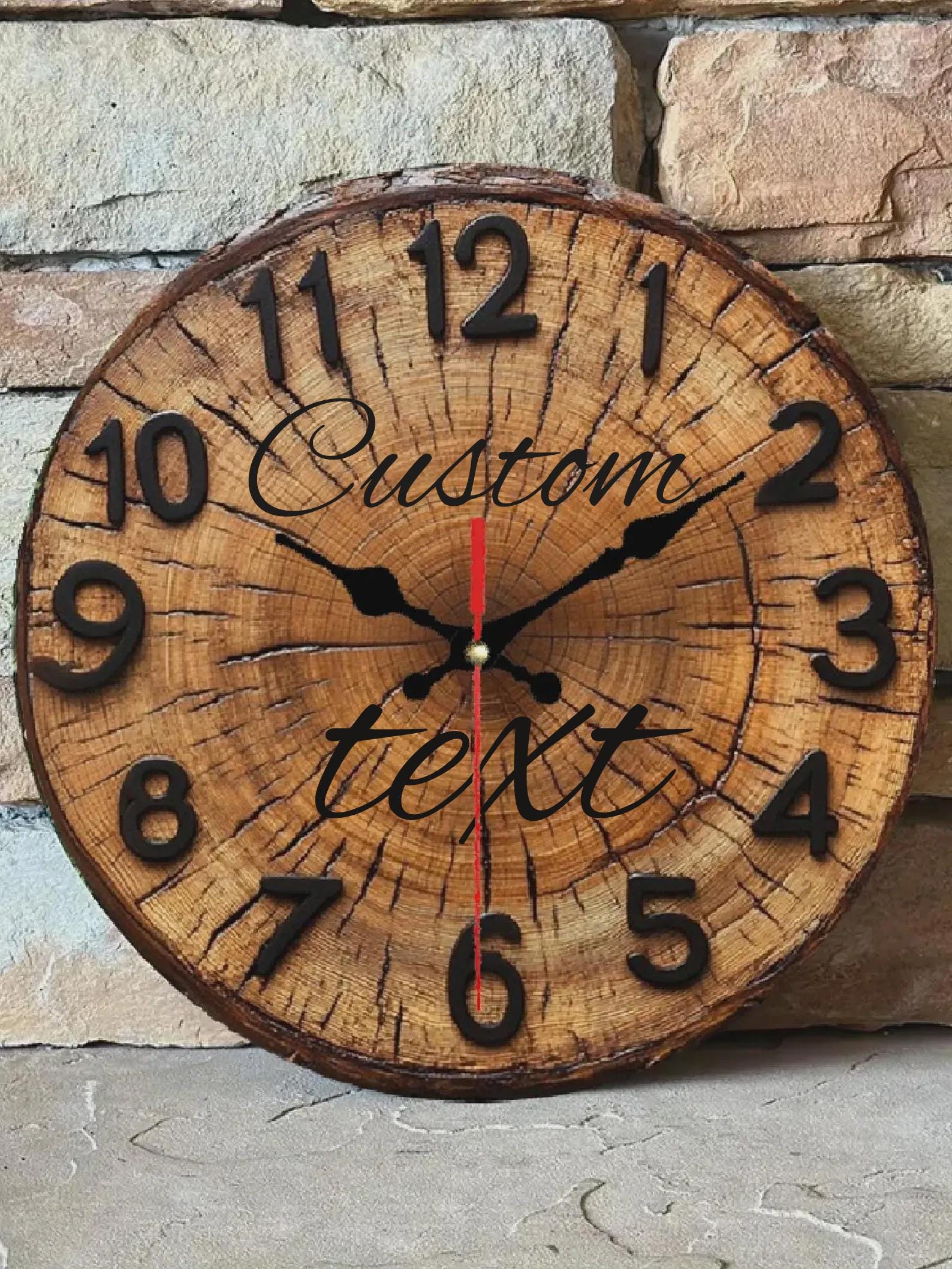 Tree Ring Wall Clock – Custom Text or Logo