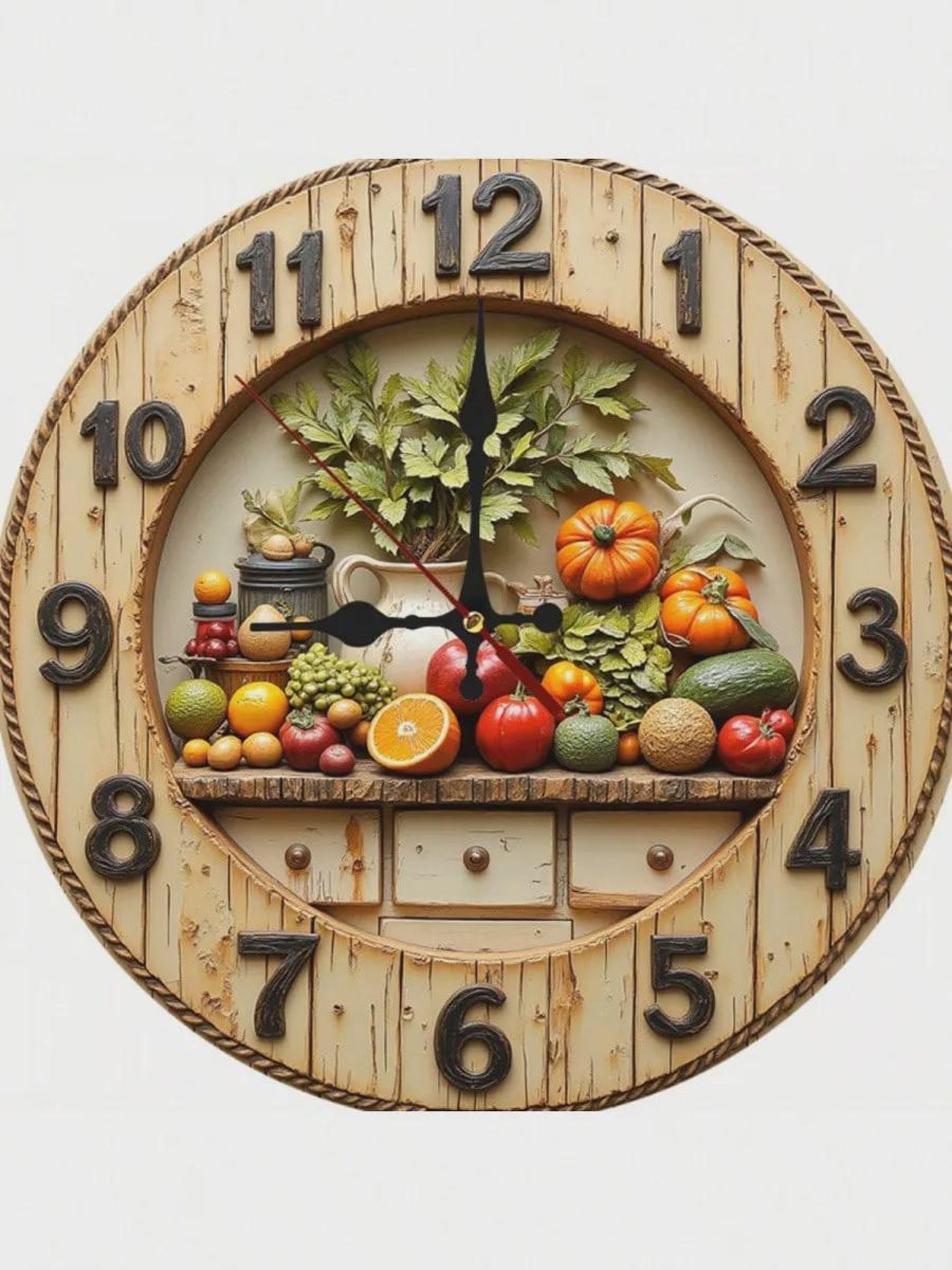 Rustic Harvest Kitchen Clock