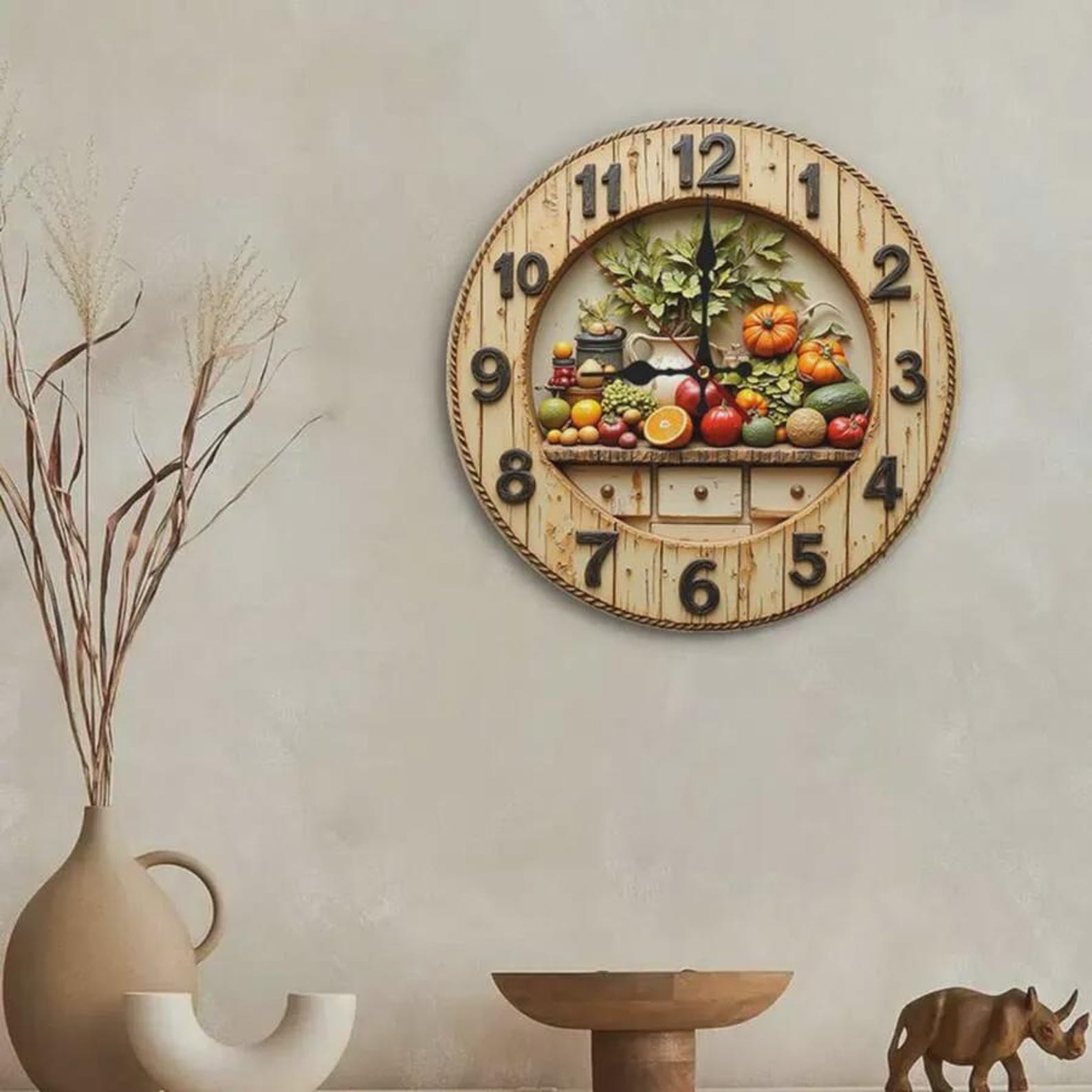 Rustic Harvest Kitchen Clock