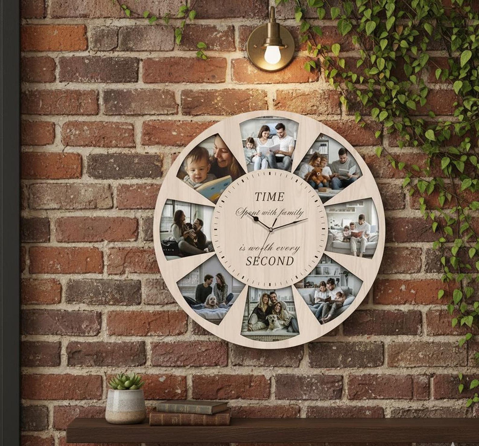 Family Photo Collage Clock – 8 Photos