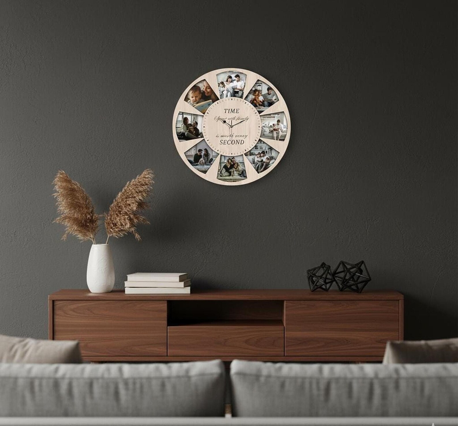 Family Photo Collage Clock – 8 Photos