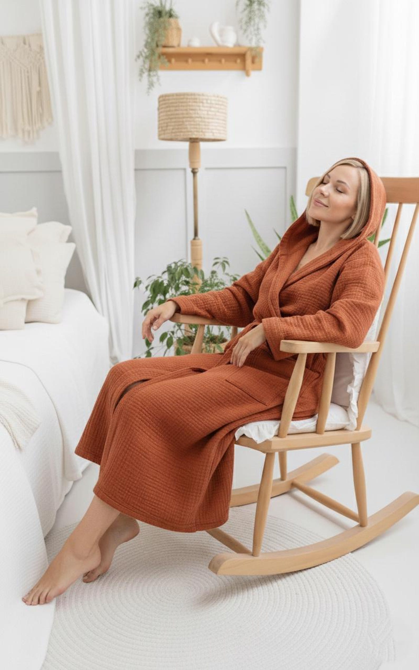 Personalized Muslin Robe – Terracotta Turkish Cotton Bridal Robe