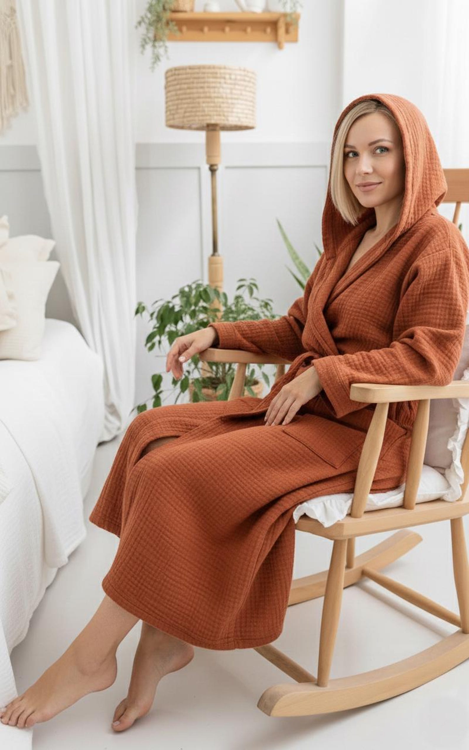 Personalized Muslin Robe – Terracotta Turkish Cotton Bridal Robe