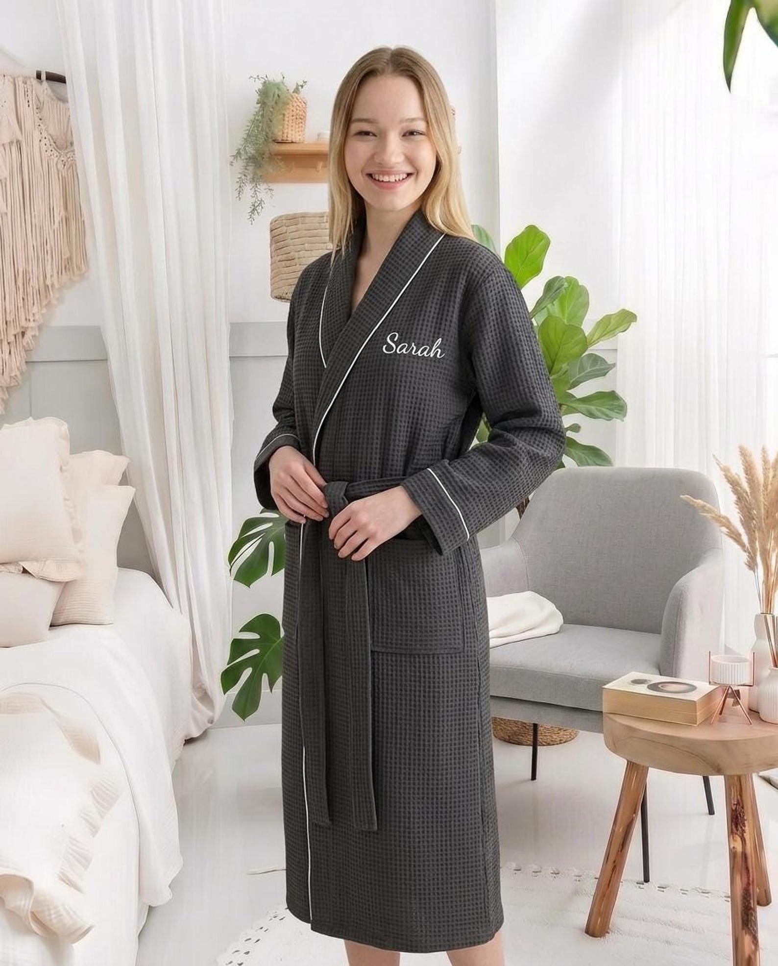 Waffle Bathrobe – Turkish Cotton Unisex Spa Robe