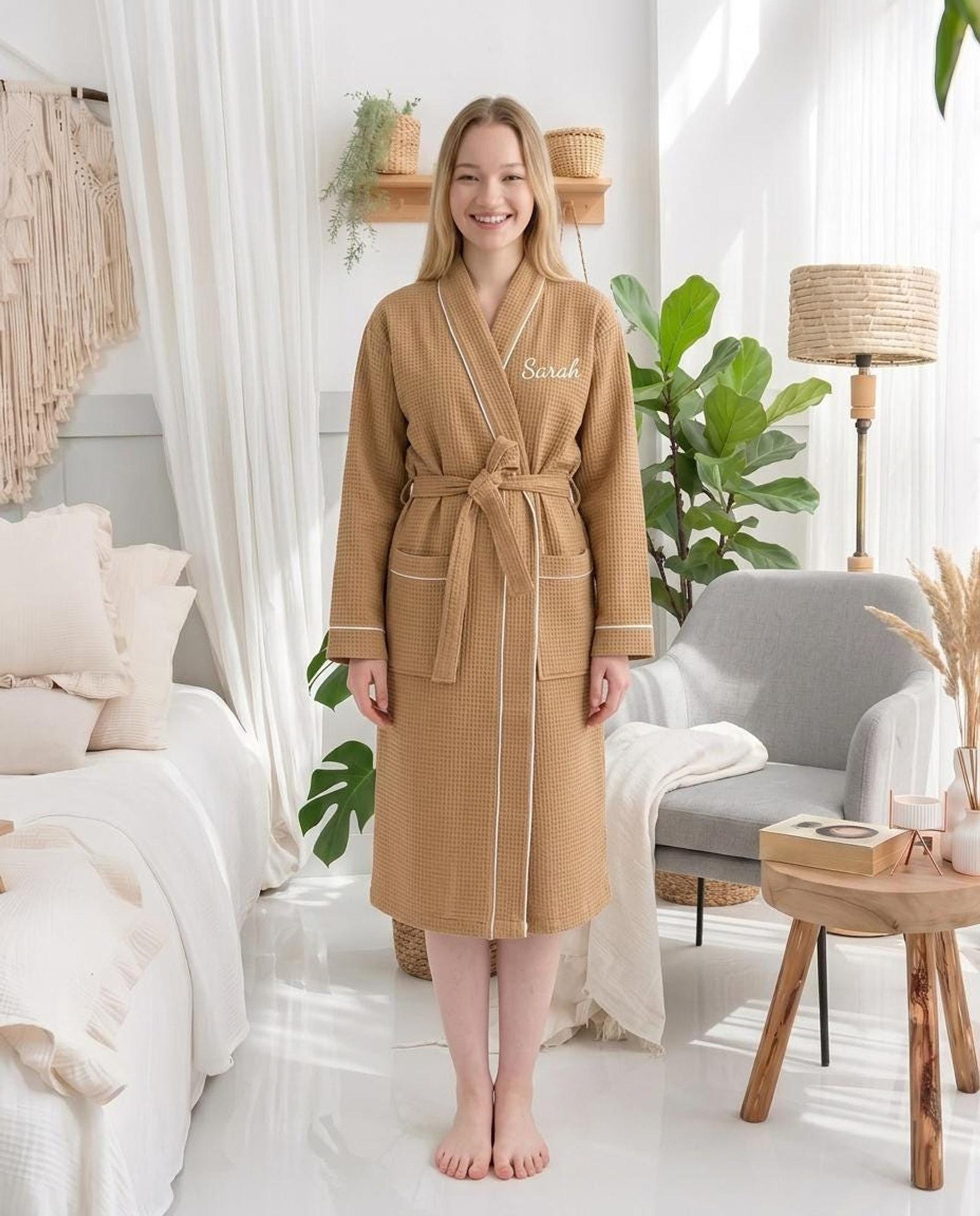 Waffle Bathrobe – Turkish Cotton Unisex Spa Robe