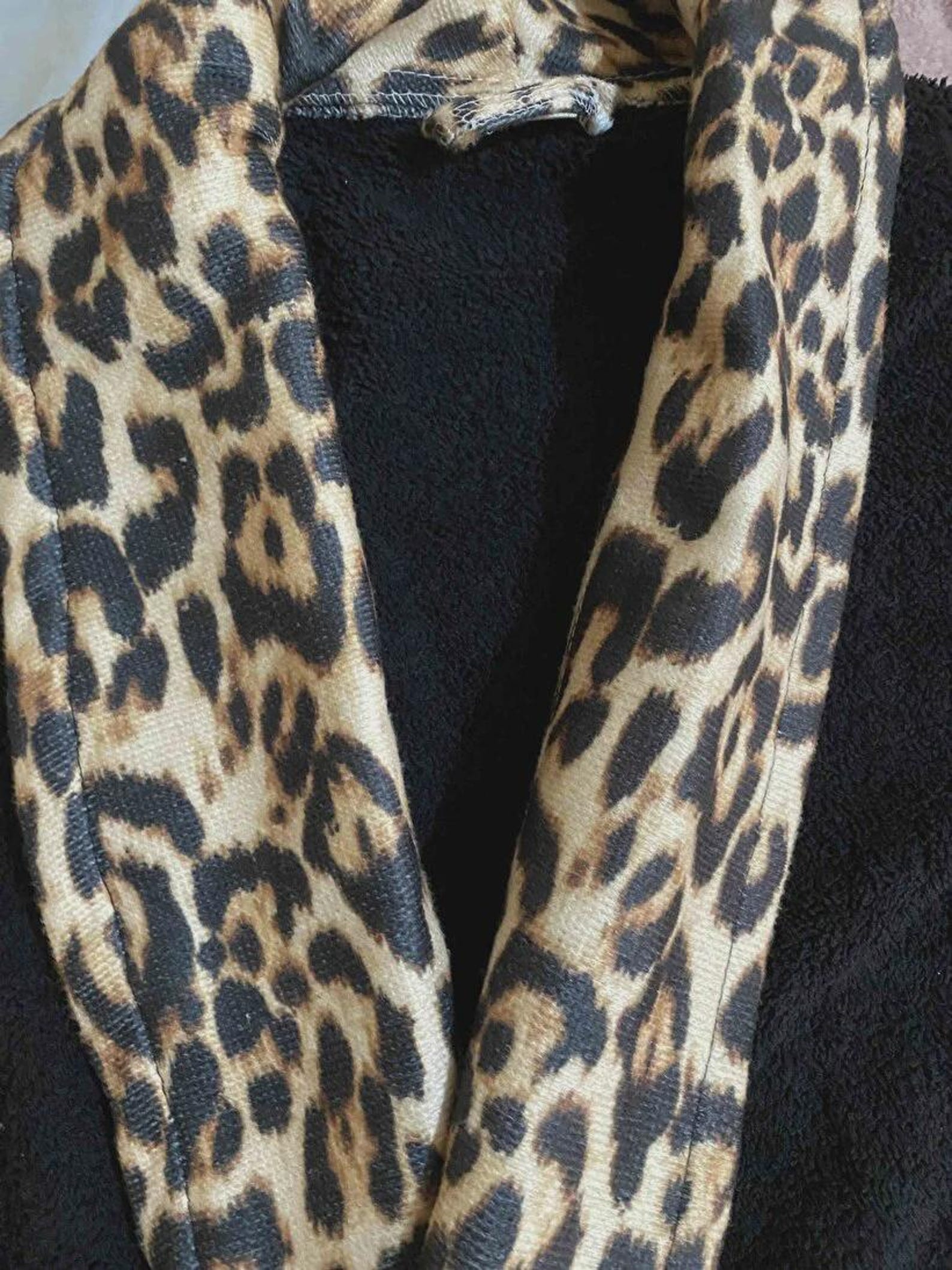 Black Leopard Bathrobe – Personalized Jacquard Cotton Robe
