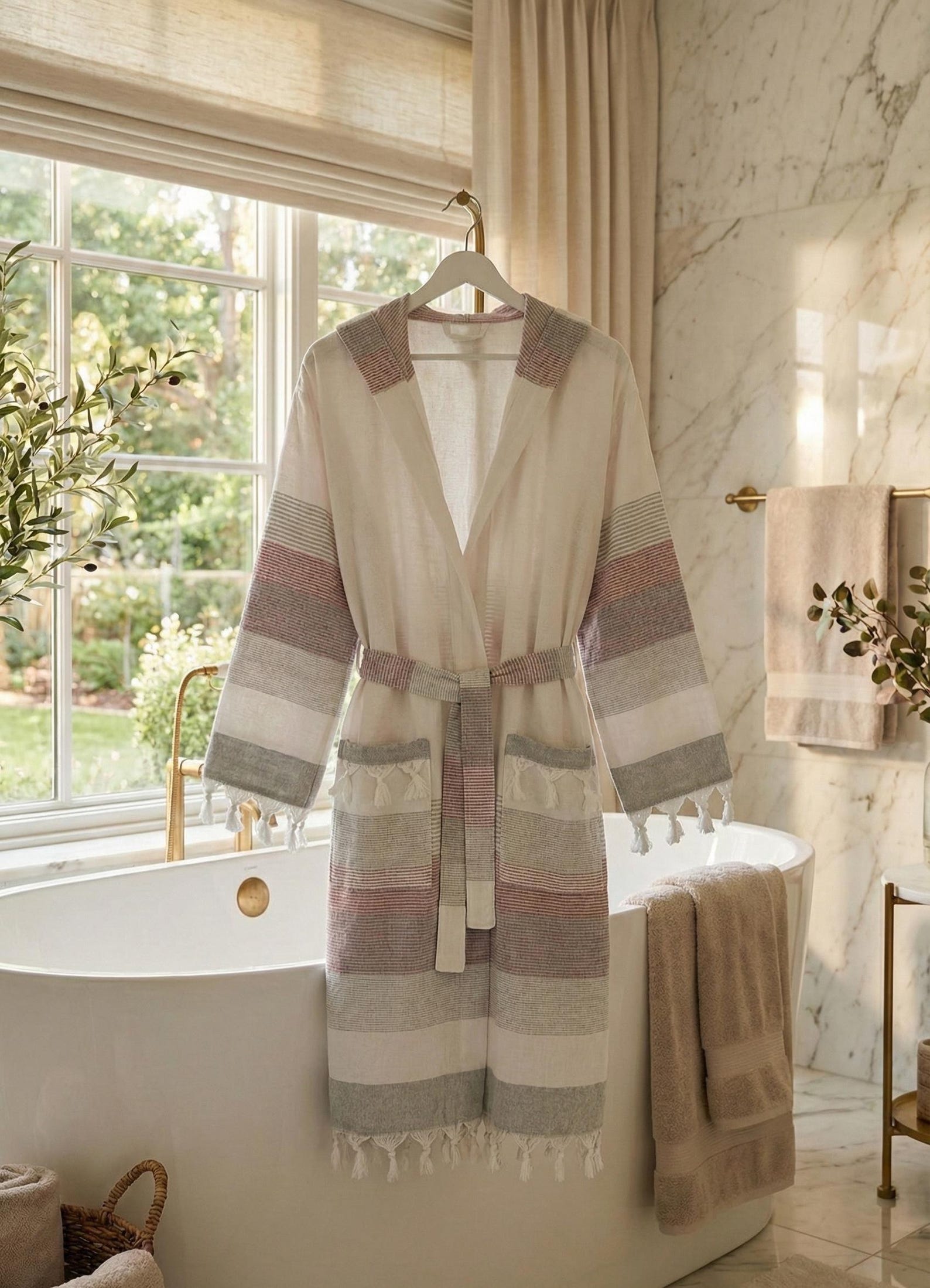 Turkish Peshtemal Robe – Lightweight Cotton Kimono